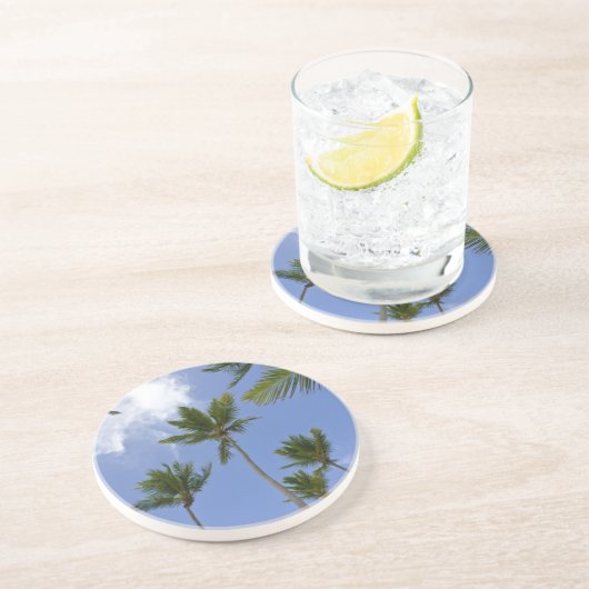 Blue Sky en Palm Trees Zandsteen Onderzetter (Zijkant)