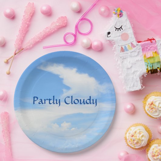 Blue Sky en White Cloud  Papieren Bordje (Feest)