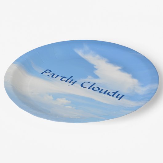 Blue Sky en White Cloud Papieren Bordje (Gekanteld)