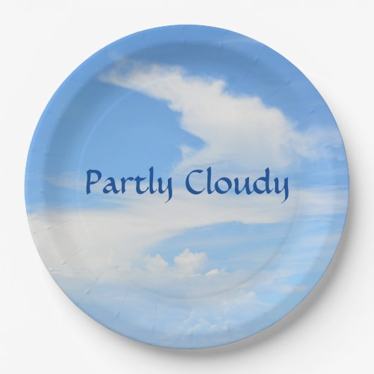 Blue Sky en White Cloud Papieren Bordje (Voorkant)
