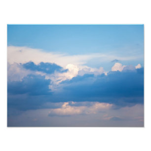 Blue Sky en White Clouds Heavenly Cloud Sjabloon Foto Afdruk