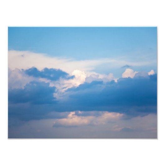 Blue Sky en White Clouds Heavenly Cloud Sjabloon Foto Afdruk (Voorkant)
