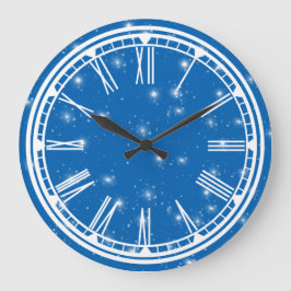 Blue Sky en White Stars Wall Clock Grote Klok