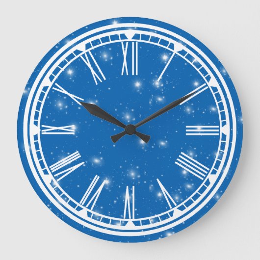 Blue Sky en White Stars Wall Clock Grote Klok (Voorkant)
