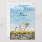 Blue Sky fietslandschap verjaardag Uitnodiging (Voorkant)