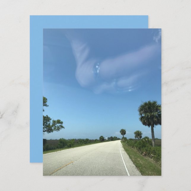 Blue Sky Florida Highway Palms Scrapbook Paper (Voorkant / Achterkant)