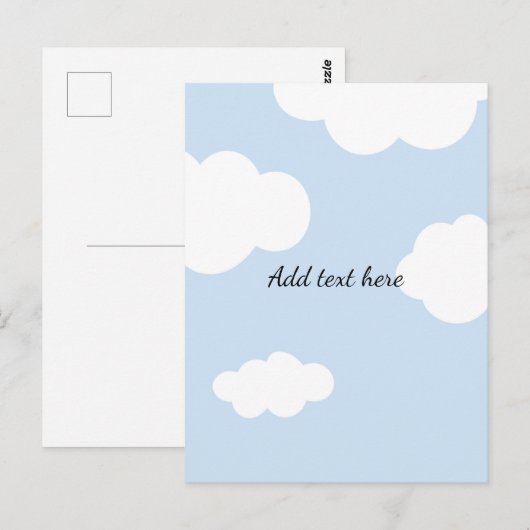 Blue Sky, Fluffy White Clouds Sjabloon Briefkaart (Voorkant / Achterkant)