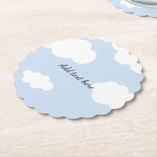 Blue Sky, Fluffy White Clouds Sjabloon Kartonnen Onderzetters (Gekanteld)
