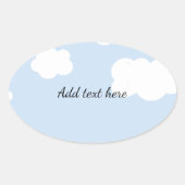 Blue Sky, Fluffy White Clouds Sjabloon, Ovale Sticker (Voorkant)