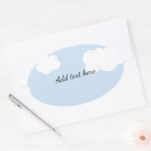 Blue Sky, Fluffy White Clouds Sjabloon, Ovale Sticker (Envelop)