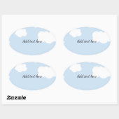 Blue Sky, Fluffy White Clouds Sjabloon, Ovale Sticker (Vel)
