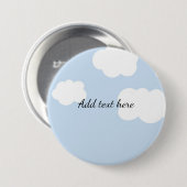 Blue Sky, Fluffy White Clouds Sjabloon, Ronde Button 7,6 Cm (Voorkant /achterkant)