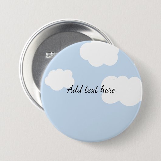 Blue Sky, Fluffy White Clouds Sjabloon, Ronde Button 7,6 Cm (Voorkant /achterkant)