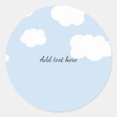 Blue Sky, Fluffy White Clouds Sjabloon Ronde Sticker (Voorkant)