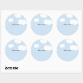Blue Sky, Fluffy White Clouds Sjabloon Ronde Sticker (Vel)