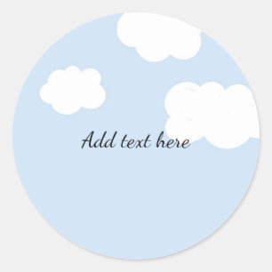 Blue Sky, Fluffy White Clouds Sjabloon, Ronde Sticker