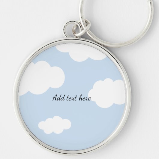 Blue Sky, Fluffy White Clouds Sjabloon Sleutelhanger (Voorkant)