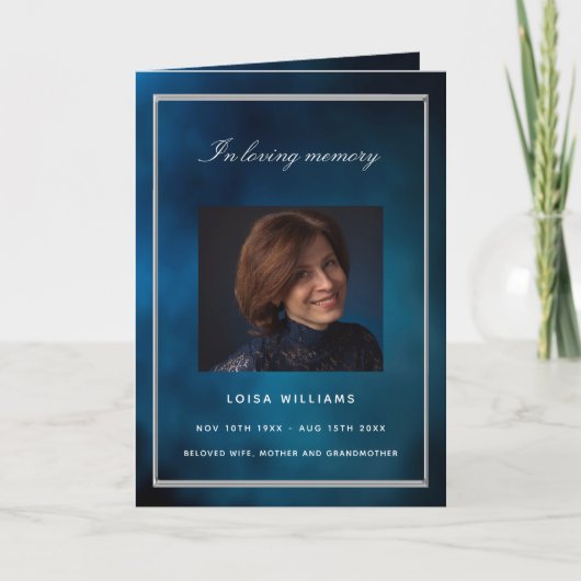 Blue sky foto begrafenisprogramma kaart (Voorkant)