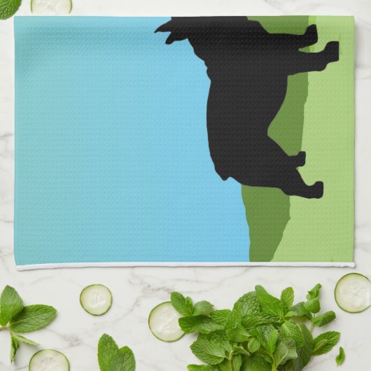 Blue Sky French Bulldog Theedoek (Gevouwen)