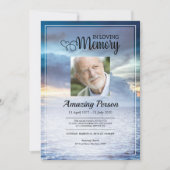 Blue sky Funeral Order of Service Invitation Kaart (Voorkant)