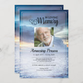 Blue sky Funeral Order of Service Invitation Kaart (Voorkant / Achterkant)