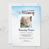 Blue sky Funeral Order of Service Invitation Kaart (Voorkant)