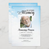 Blue sky Funeral Order of Service Invitation Kaart (Voorkant / Achterkant)