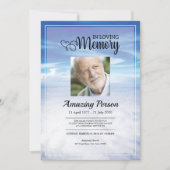 Blue sky Funeral Order of Service Invitation Kaart (Voorkant)