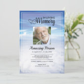 Blue sky Funeral Order of Service Invitation Kaart (Staand voorkant)
