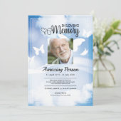 Blue sky Funeral Order of Service Invitation Kaart (Staand voorkant)