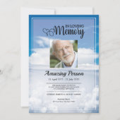 Blue sky Funeral Order of Service Invitation Kaart (Voorkant)