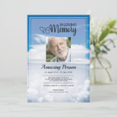 Blue sky Funeral Order of Service Invitation Kaart (Staand voorkant)