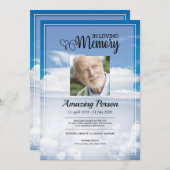 Blue sky Funeral Order of Service Invitation Kaart (Voorkant / Achterkant)