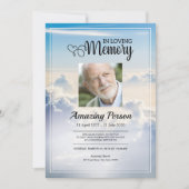 Blue sky Funeral Order of Service Invitation Kaart (Voorkant)