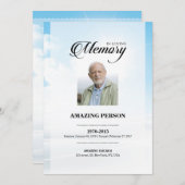 Blue Sky Funeral Prayer Kaart Sjabloon (Voorkant / Achterkant)