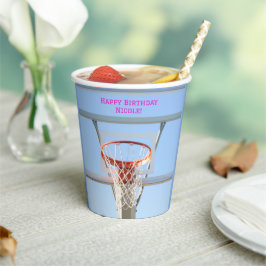 Blue Sky Girls Verjaardagsfeest Basketbal Hoop Papieren Bekers
