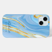 Blue Sky Gold Glitter Marmer  Case-Mate iPhone Case (Achterkant (horizontaal))