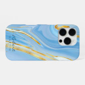 Blue Sky Gold Glitter Marmer  iPhone Hoesje (Achterkant horizontaal)