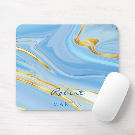Blue Sky Gold Glitter Marmer  Muismat (Met muis)