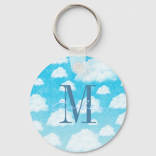 Blue Sky gradiënt White Clou Persoonlijke Sleutelh Sleutelhanger (Voorkant)