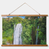 Blue Sky Green Gouden Vegetatie Cascading Water Hangend Wandkleed (Voorkant)