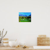 Blue Sky Green Grass Mountain Afbeelding Golf Post Poster (Keuken)