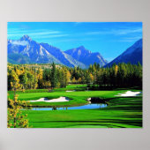 Blue Sky Green Grass Mountain Afbeelding Golf Post Poster (Voorkant)