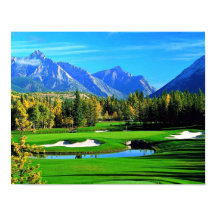Blue Sky Green Grass Mountain Afbeelding Golf Post