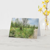 Blue Sky Green Grass Wenskaart Kaart (Gele Bloem)