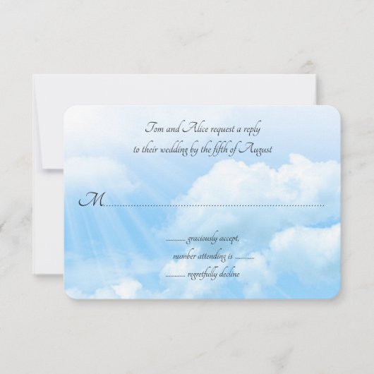 Blue Sky Guest Count Wedding RSVP Kaarten Kaartje (Voorkant)