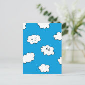 Blue Sky Happy Funny Clouds Briefkaart (Staand voorkant)