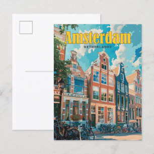 Blue Sky in Amsterdam Nederland Vintage Travel Briefkaart