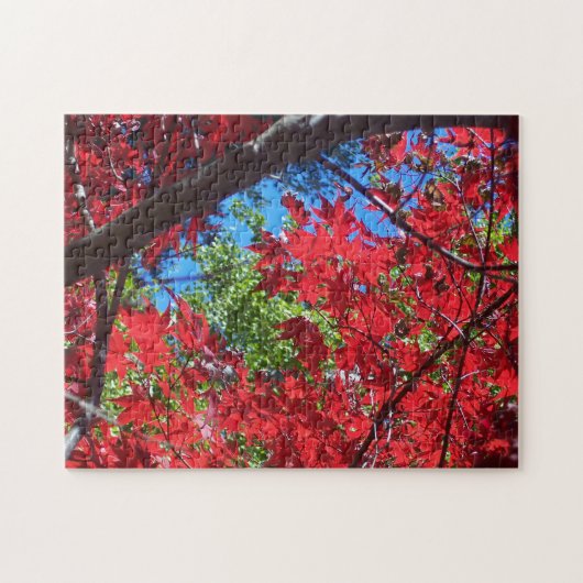 Blue Sky in Autumn Puzzle Gift Fall Maple Leaves Legpuzzel (Horizontaal)