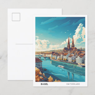 Blue Sky in Basel Zwitserland Vintage Travel Briefkaart